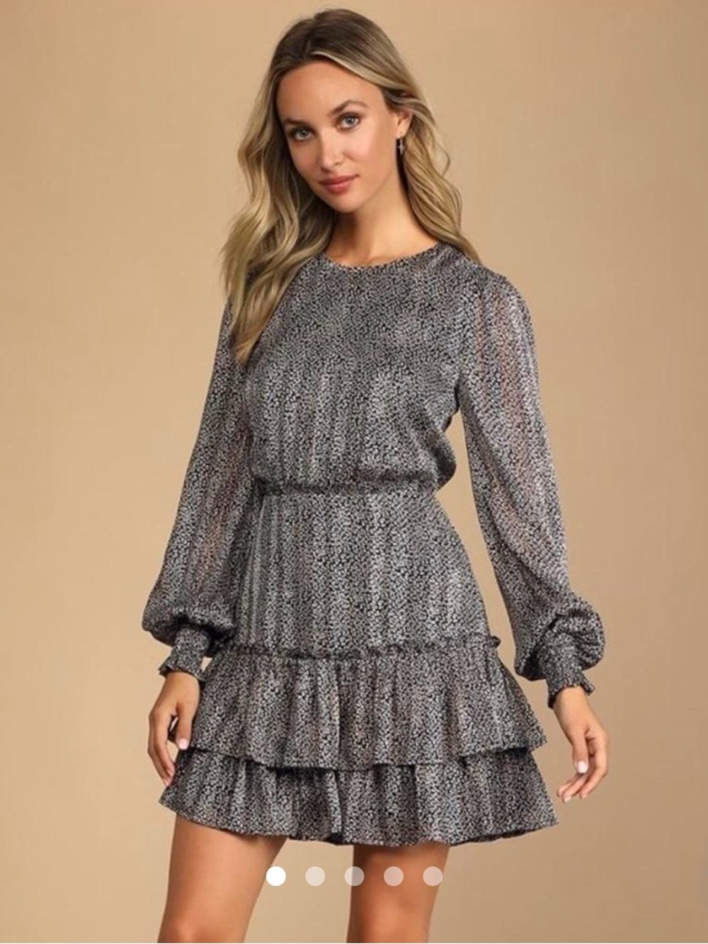 Lulu's Black and White Tiered Ruffle Mini Dress